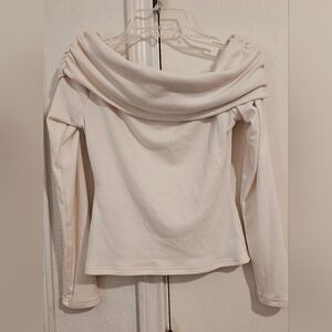 Off-Shoulder Cream Long Sleeve Top